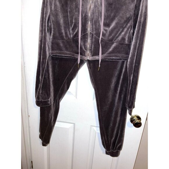 BETTER BE Womens Velour Cropped Hoodie Tracksuit Sz L Juniors - Picture 4 of 16